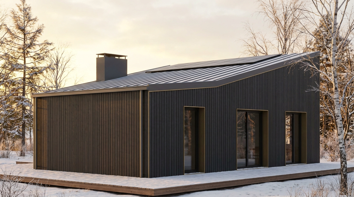 雪の巣 外観 — AI render based on BIM specs
