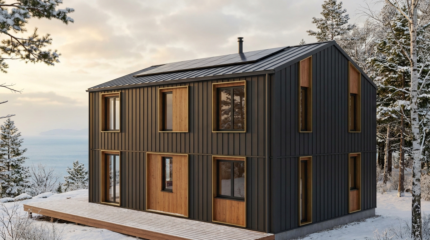 森の庵 外観 — AI render based on BIM specs