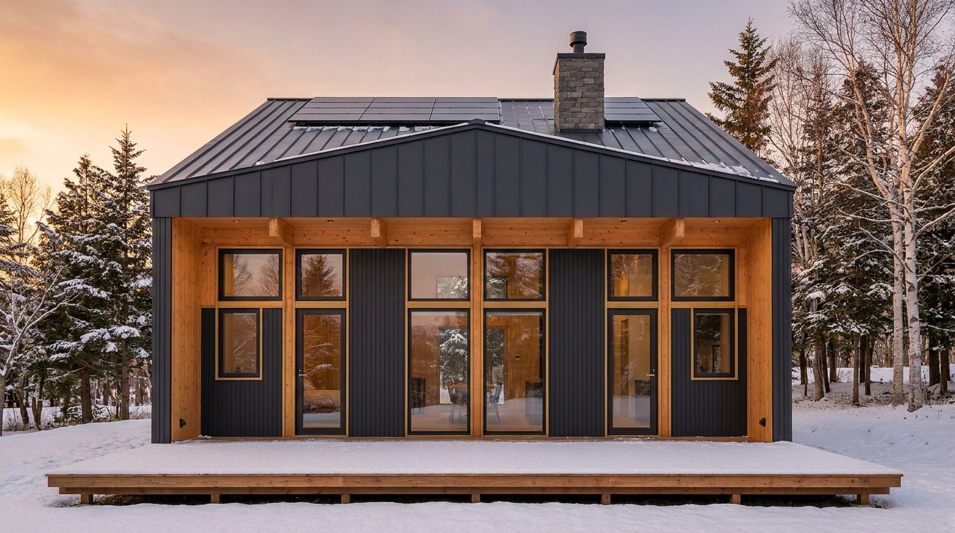 雪の巣 外観 — AI render based on BIM specs