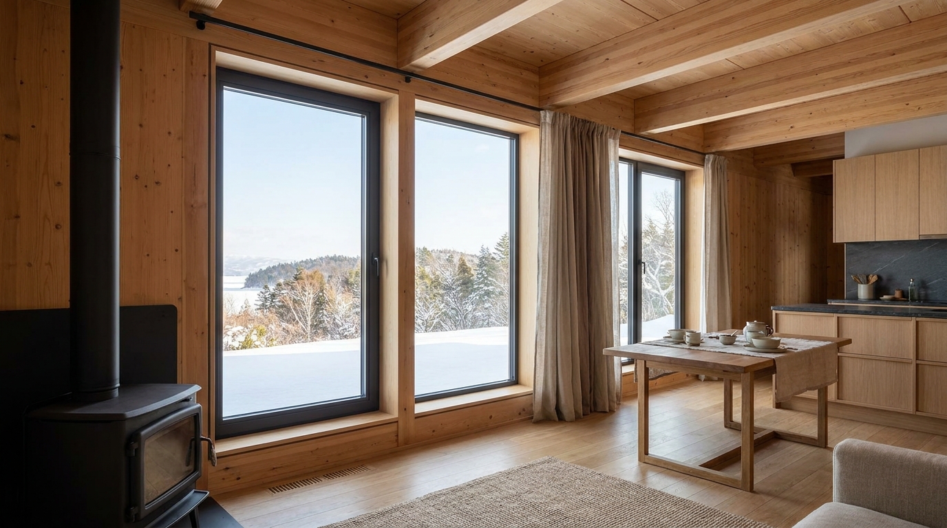雨の小屋 内観