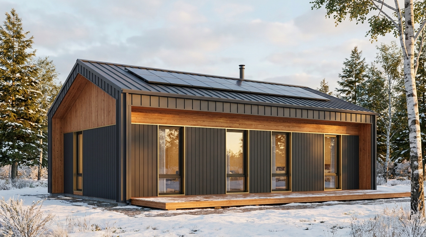 西の巣 外観 — AI render based on BIM specs