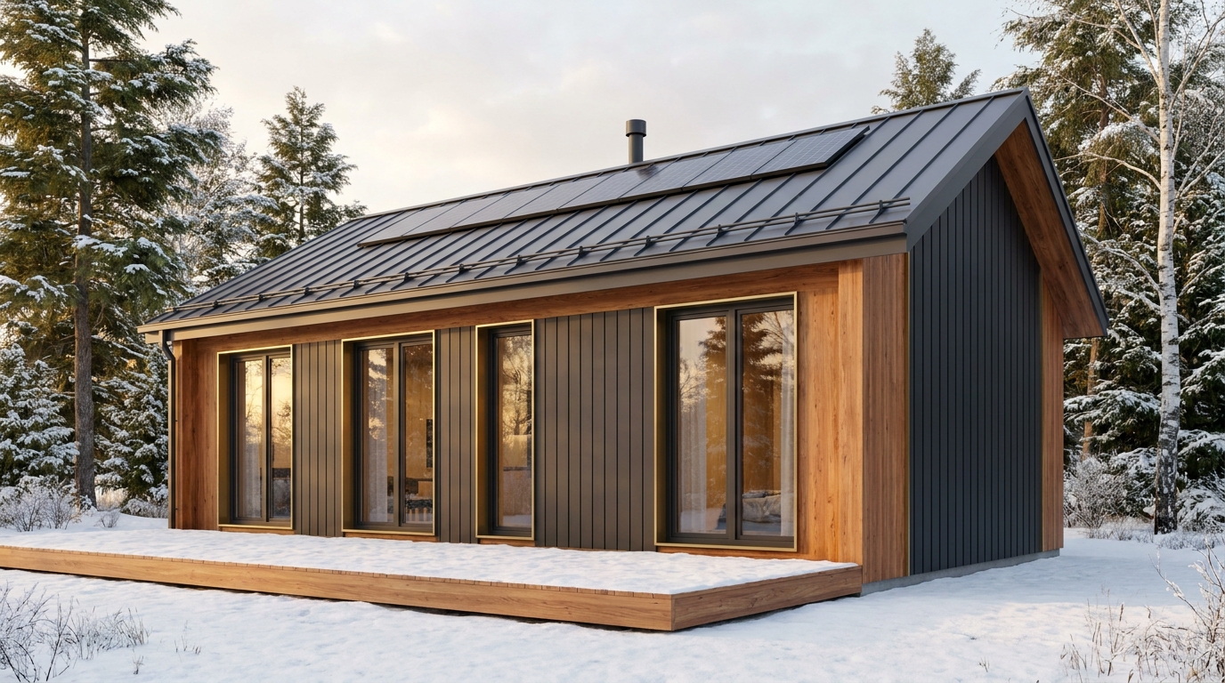 東の家 外観 — AI render based on BIM specs
