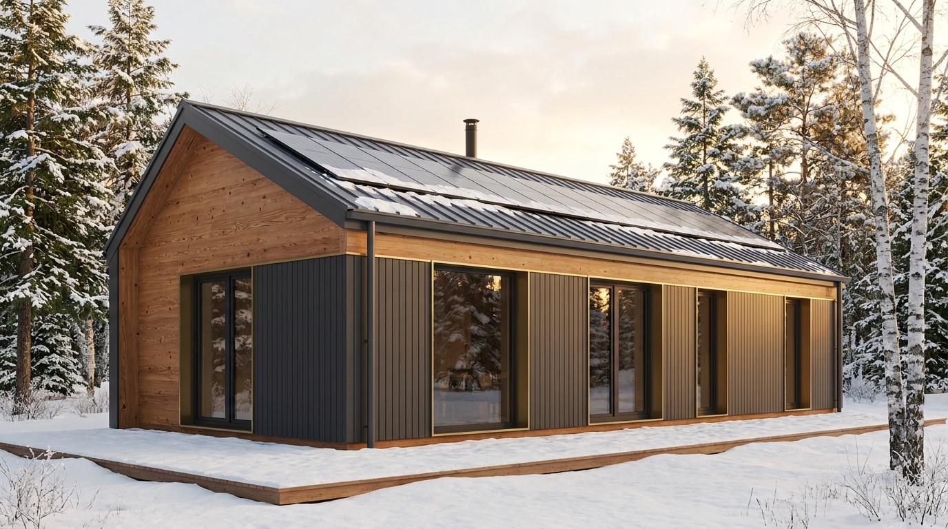 南の巣 外観 — AI render based on BIM specs